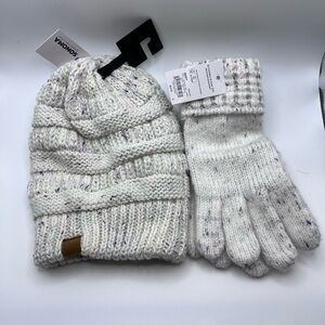 NWT. Sonoma Confetti Knit Beanie and Gloves